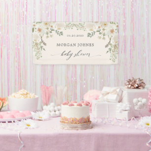 Banderoles étiquette cadeau ivoire fleuri