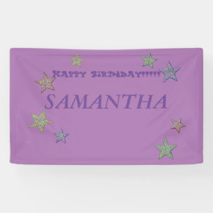 Banderoles Étoiles de Glittery Purple Texte Heureux Anniversa