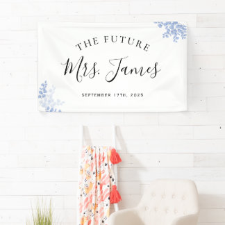 Banderoles Eucalyptus Feuille Gold Dusty Blue Wedding Party