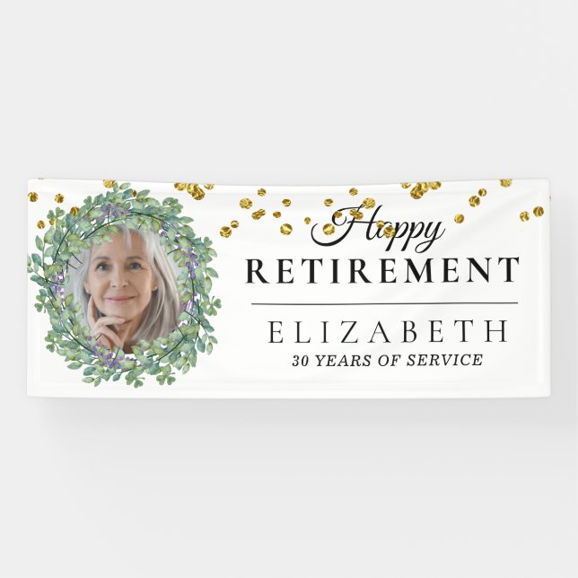 Banderoles Eucalyptus Green Custom Photo Retraite Party  (Horizontal)