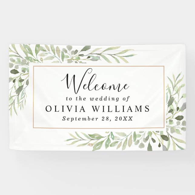 Banderoles Eucalyptus Vert Mariage simple (Horizontal)