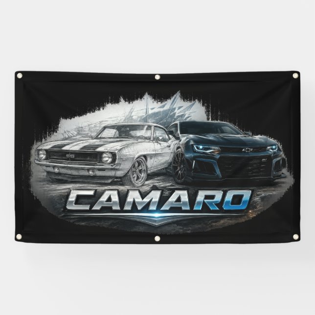 Banderoles Évolution de la voiture musclée Camaro, du classiq (Horizontal)