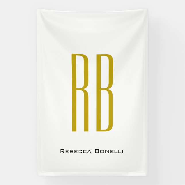 Banderoles Exclusif Monogramme Moderne Nom de Couleur Or Uniq (Verticale)