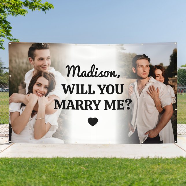 Banderoles Extra Large Custom 2 Photo Marriage Proposal Vinyl (Dehors)