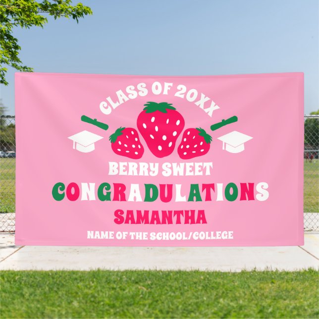 Banderoles Extra Large Strawberry 2026 Graduation Party (Dehors)