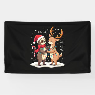 Banderoles Fa La La Llama Xmas Lights Sloth Riding Llama Chri