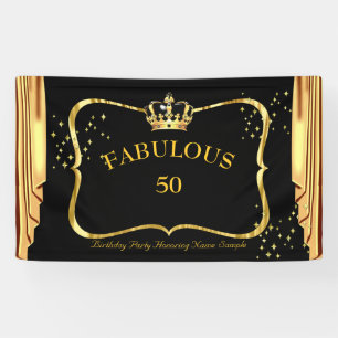 Banderoles fabuleux 50 Black Gold Crown Drapes fête d'anniver