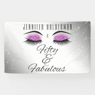 Banderoles Fabuleux 50 Black Pink Glam Eyes Anniversaire Bann