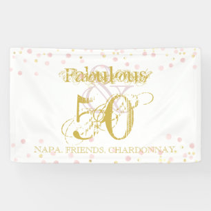 Banderoles Fabuleux & 50 Elégant Confetti Rose Or Anniversair