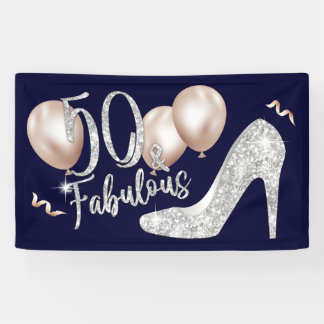 Banderoles Fabuleux 50 Modern Navy Blue Girl 50e anniversaire