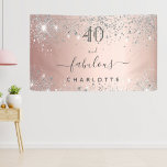 Banderoles Fabuleux anniversaire rose or argent nom parties s<br><div class="desc">Une bannière pour une fabuleuse et glamour fête d'anniversaire de 40e (ou tout âge). Un arrière - plan métallique à l'apparence rose à la fausse poussière de parties scintillant argentée. Personnalisez et ajoutez un nom et 40 ans. Idéal à la fois comme bannière de bienvenue ou comme décor de fête....</div>