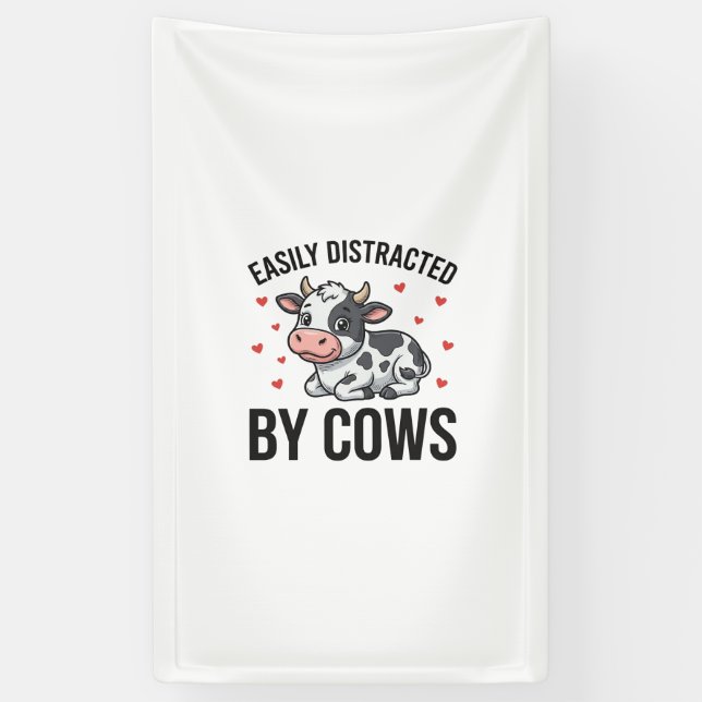 Banderoles Facilement distrait par les vaches Graphique de va (Vertical)