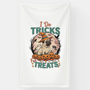Banderoles Faire des tours friandises Halloween Pug Sorcière