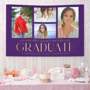 Banderoles Faire-part de graduation multi-photo de script sim