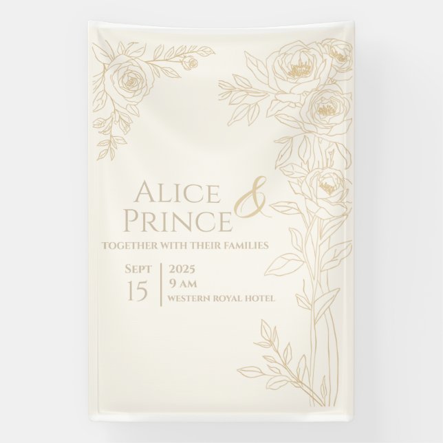 Banderoles Faire-part de mariage sur invitation claire modifi (Verticale)