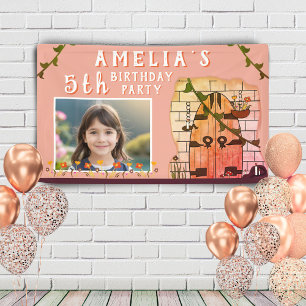 Banderoles Fairy Tale Castle Door Flower Anniversaire Photo