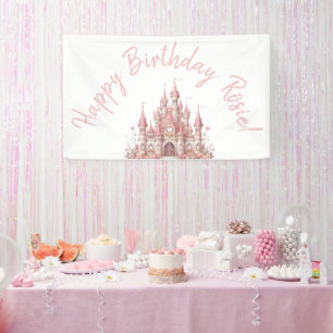 Banderoles Fairy Tale Castle Girl Rose Personnalisée Party