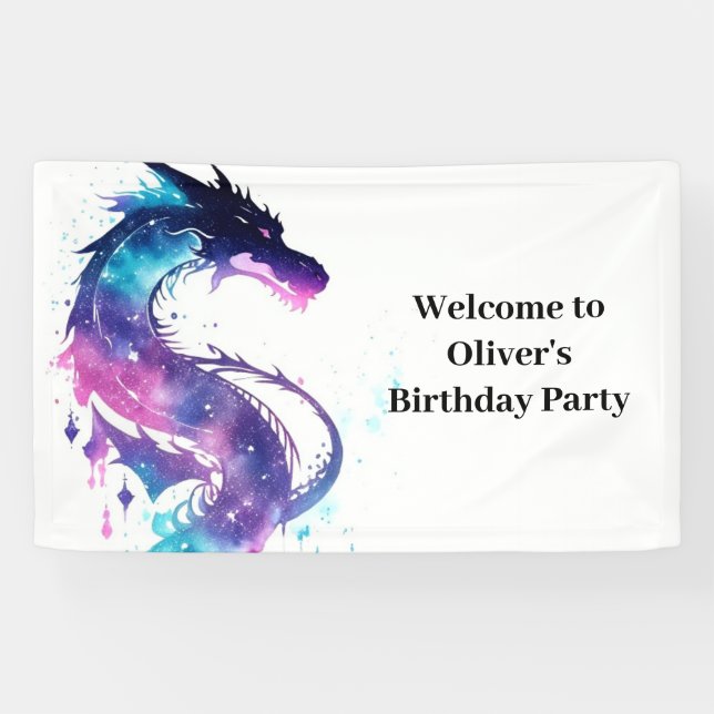 Banderoles Fairy Tale Dragon Adventure Birthday Banner (Horizontal)