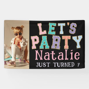 Banderoles Faisons la fête Preppy Faux Chenille fête d'annive