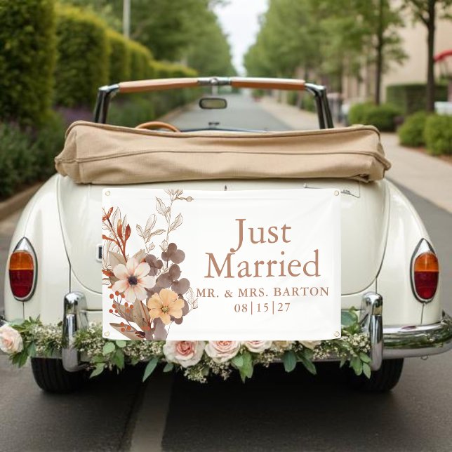 Banderoles Fall Bouquet Just Married Car Banner (Créateur téléchargé)