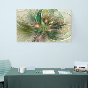 Banderoles Fantaisie Abstraite Moderne Fleur Fractale Colorée