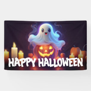 Banderoles Fantôme et citrouille Joyeux Halloween