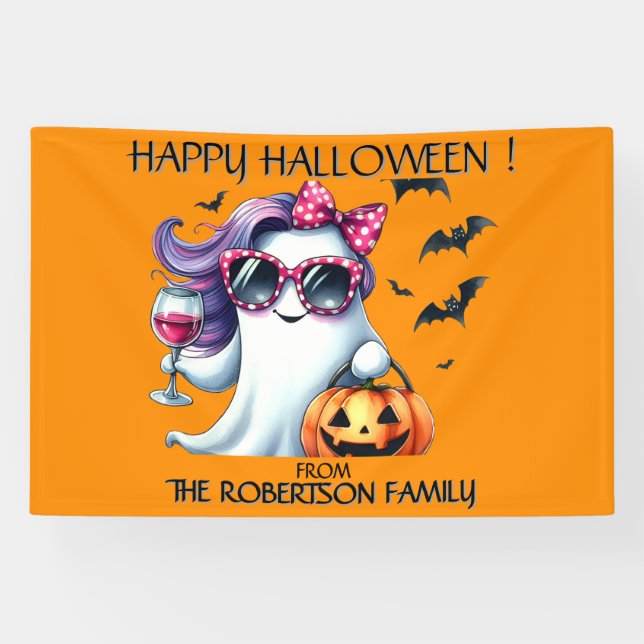 Banderoles Fantôme Féminin Épouvantable Halloween  (Horizontal)
