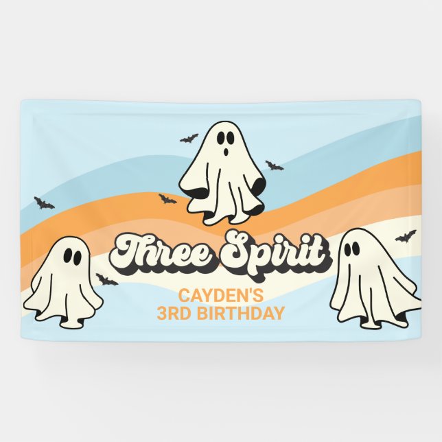 Banderoles Fantôme Rétro Halloween Fantomatique Trois Esprits (Horizontal)
