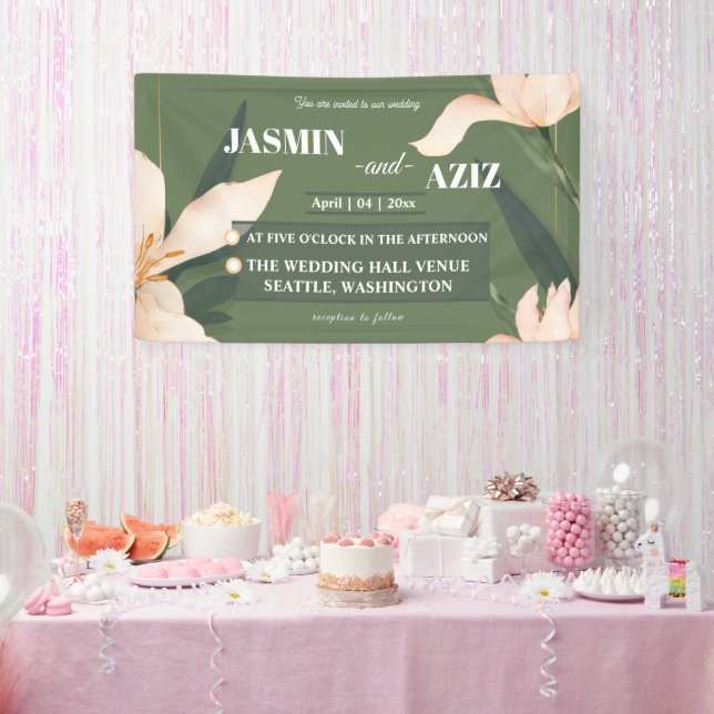 Banderoles Fard rose floral rond (Fête)