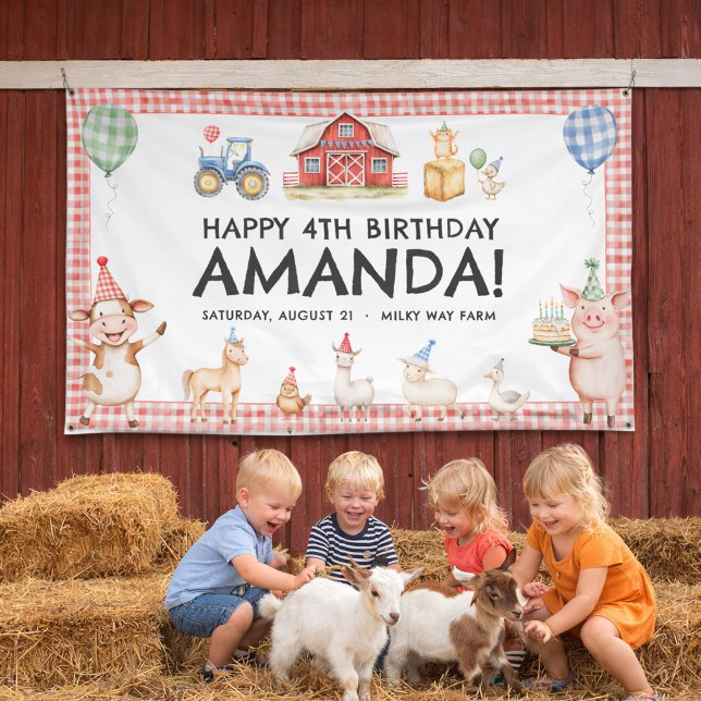 Banderoles Farm Animals Kids Birthday Vinyl Outdoor Banner (Créateur téléchargé)