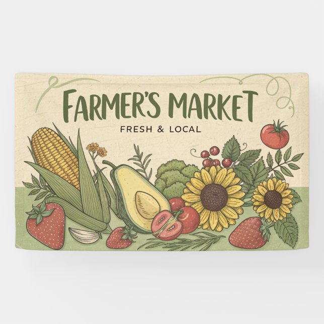 Banderoles Farmer's Market Fresh & Local Banner – Rustic Mark (Horizontal)