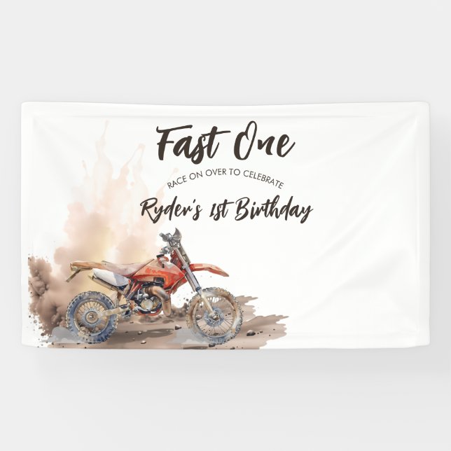 Banderoles Fast One Little Racer First Birthday (Horizontal)