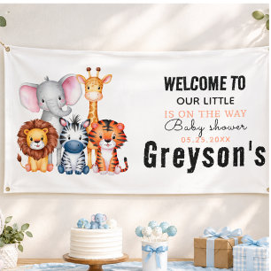 Banderoles Fauve Safari Animaux Garçon Baby Shower 
