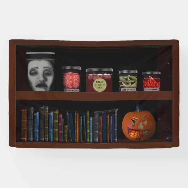 Banderoles Faux Librairie Haunted House Lab Halloween (Horizontal)