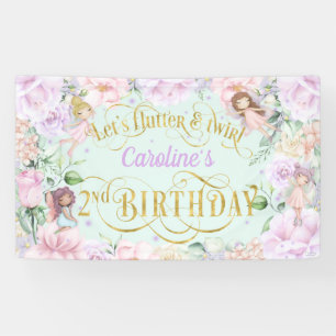 Banderoles Fée à thème, fille 2ème anniversaire de fête en ar