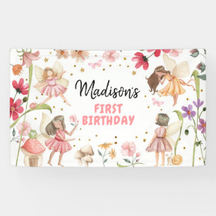 Banderoles Fée Anniversaire 1er Enchanted Forest Girl arrière