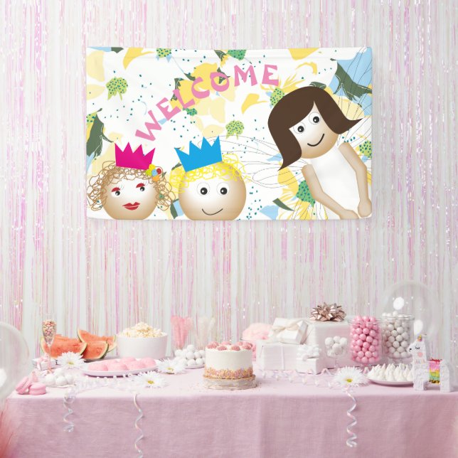 Banderoles fée blanche, conte de fées, fleur botanique floral (Fête)