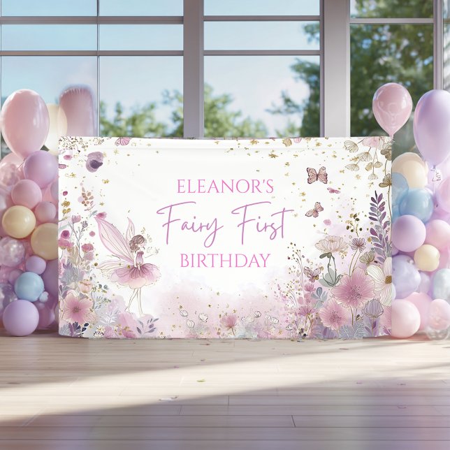 Banderoles Fée des Fleurs Première Anniversaire Fête Personna (Créateur téléchargé)