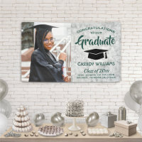 Félicitations 1 Photo Marbre Vert et Blanc Graduat