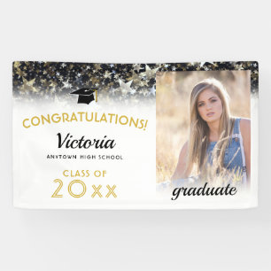 Banderoles Félicitations 2022 Graduate Gold and White Photo