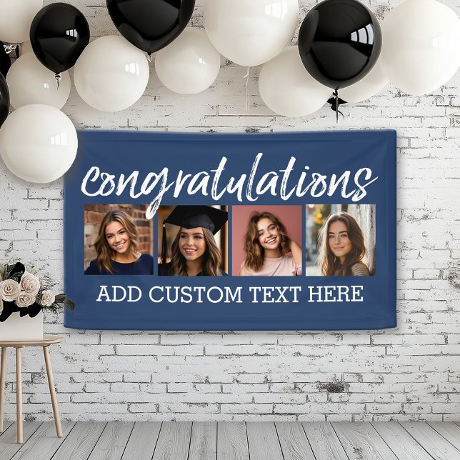 Banderoles Félicitations 4 Photo vous pouvez changer d'arrièr (Custom Graduation Banner for a Grad Party or Open House)