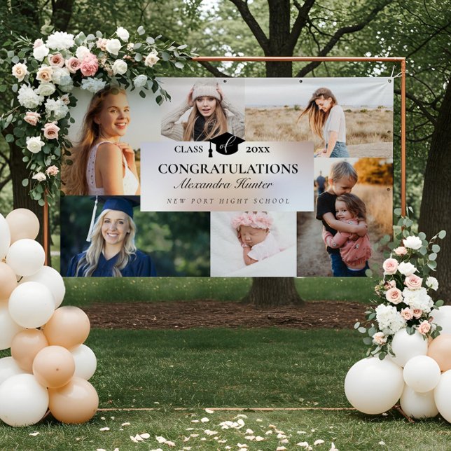 Banderoles Félicitations À La Collage De Photos De La 6E Anné (Congratulations To The Graduate 6 Photo Collage Banner)