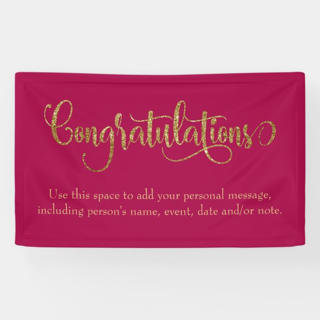 Banderoles Félicitations à la Parties scintillant d'or Swirli (Horizontal)