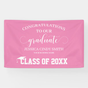 Banderoles Félicitations à la Pink Graduate Graduate Party