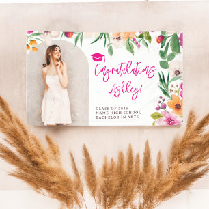 Banderoles Félicitations à la remise des diplômes de fleurs r