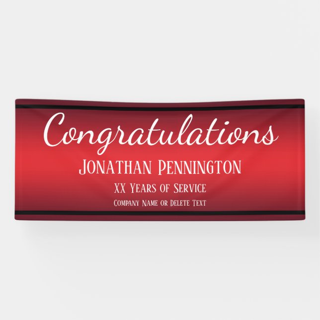 Banderoles Félicitations à la retraite Années de service Roug (Horizontal)