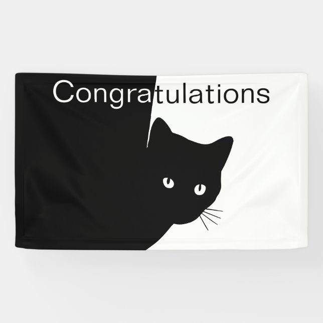 Banderoles Félicitations au Chat Noir Rusé  (Horizontal)