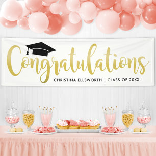 Banderoles Félicitations au diplômé en élégante écriture doré