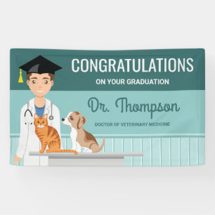 Banderoles Félicitations au docteur vétérinaire diplômé DVM