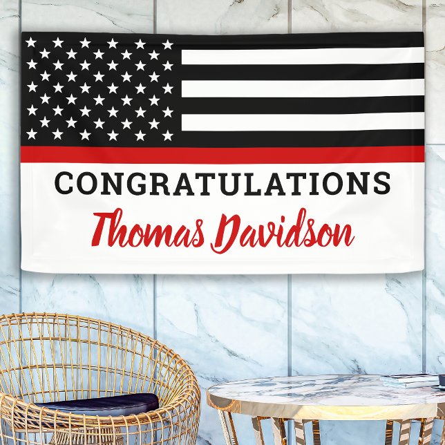 Banderoles Félicitations aux pompiers diplômés Mince ligne ro (Créateur téléchargé)